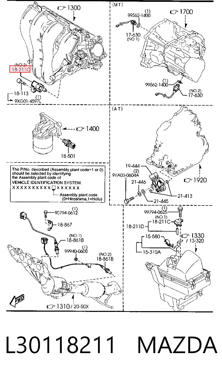 L30118211 Mazda Sensor de pressão no coletor de admissão, MAP