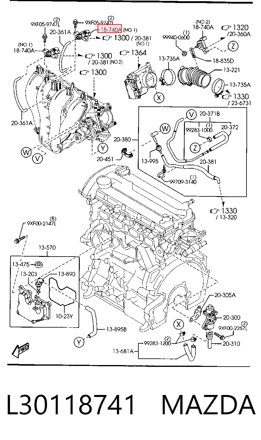 L30118741 Mazda Convertidor de pressão (solenoide) de supercompressão