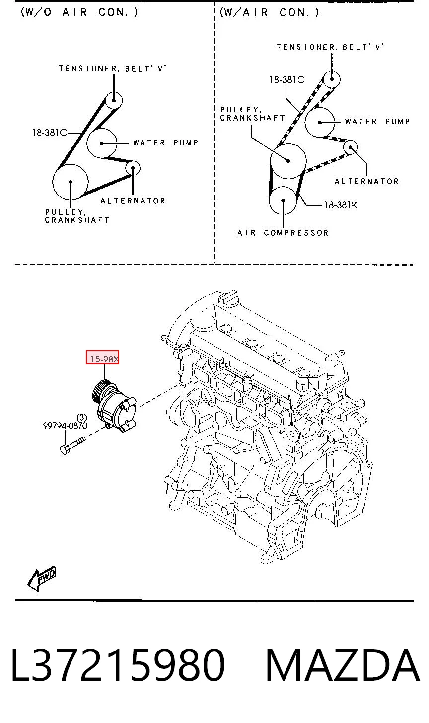L37215980 Mazda Reguladora de tensão da correia de transmissão