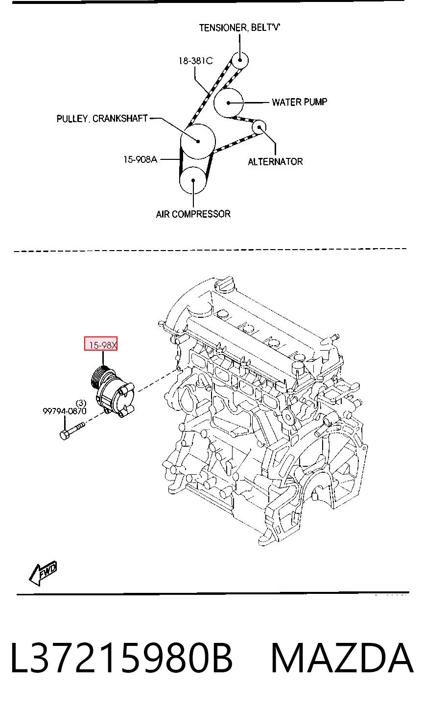 L37215980B Mazda Reguladora de tensão da correia de transmissão