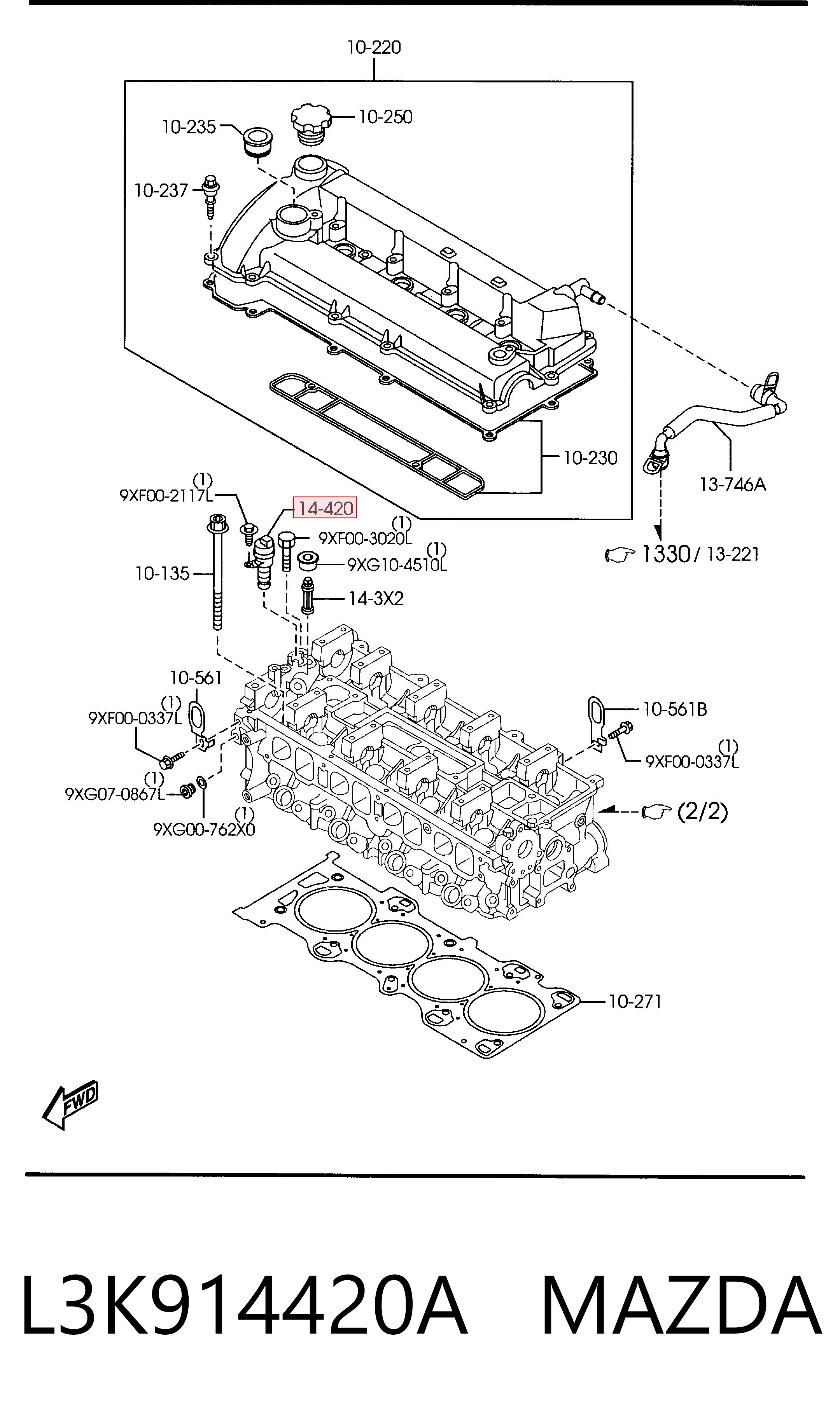 Válvula eletromagnética de posição (de fases) da árvore distribuidora Mazda CX-7  ER