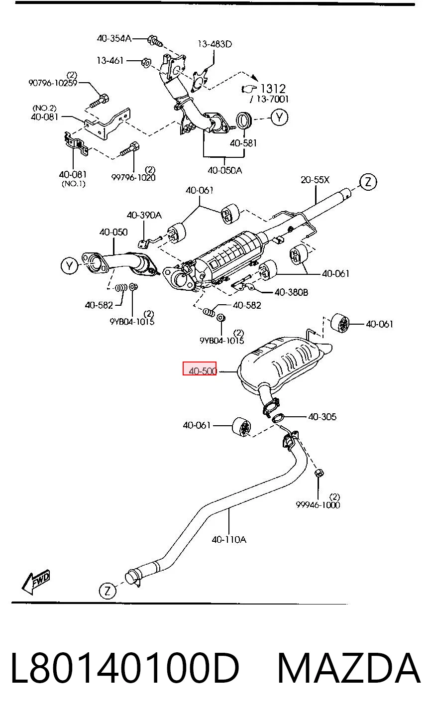  Silenciador, parte traseira Mazda 6 carrinha (GY) (2002 - 2007) 