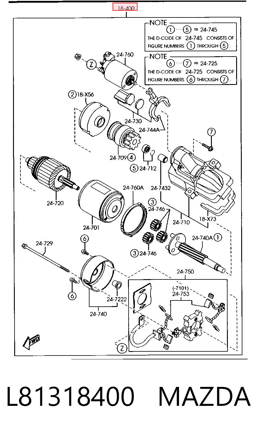 L81318400 Mazda Motor de arranco