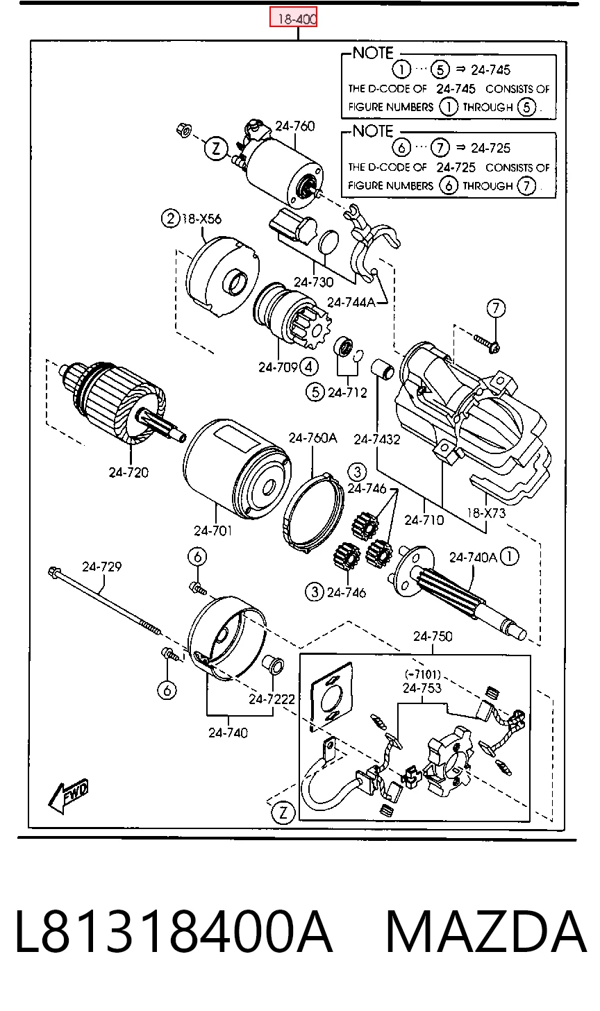 L81318400A Mazda Motor de arranco