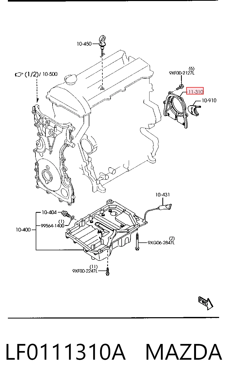  Vedação traseira de cambota de motor Mazda 6 carrinha (GH) (2009 - 2013) 