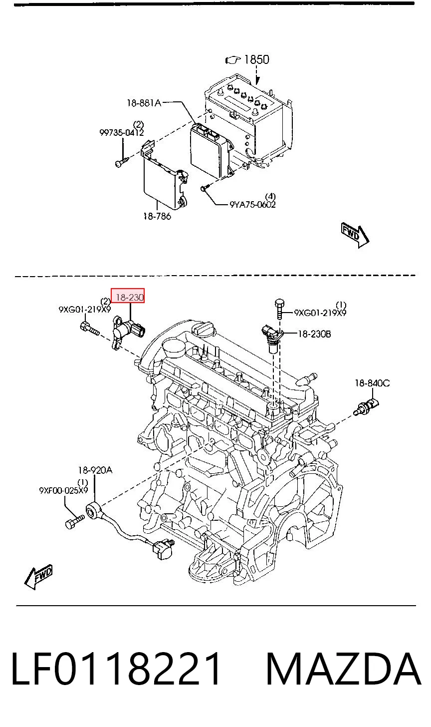 LF0118221 Mazda Sensor de posição (de revoluções) de cambota