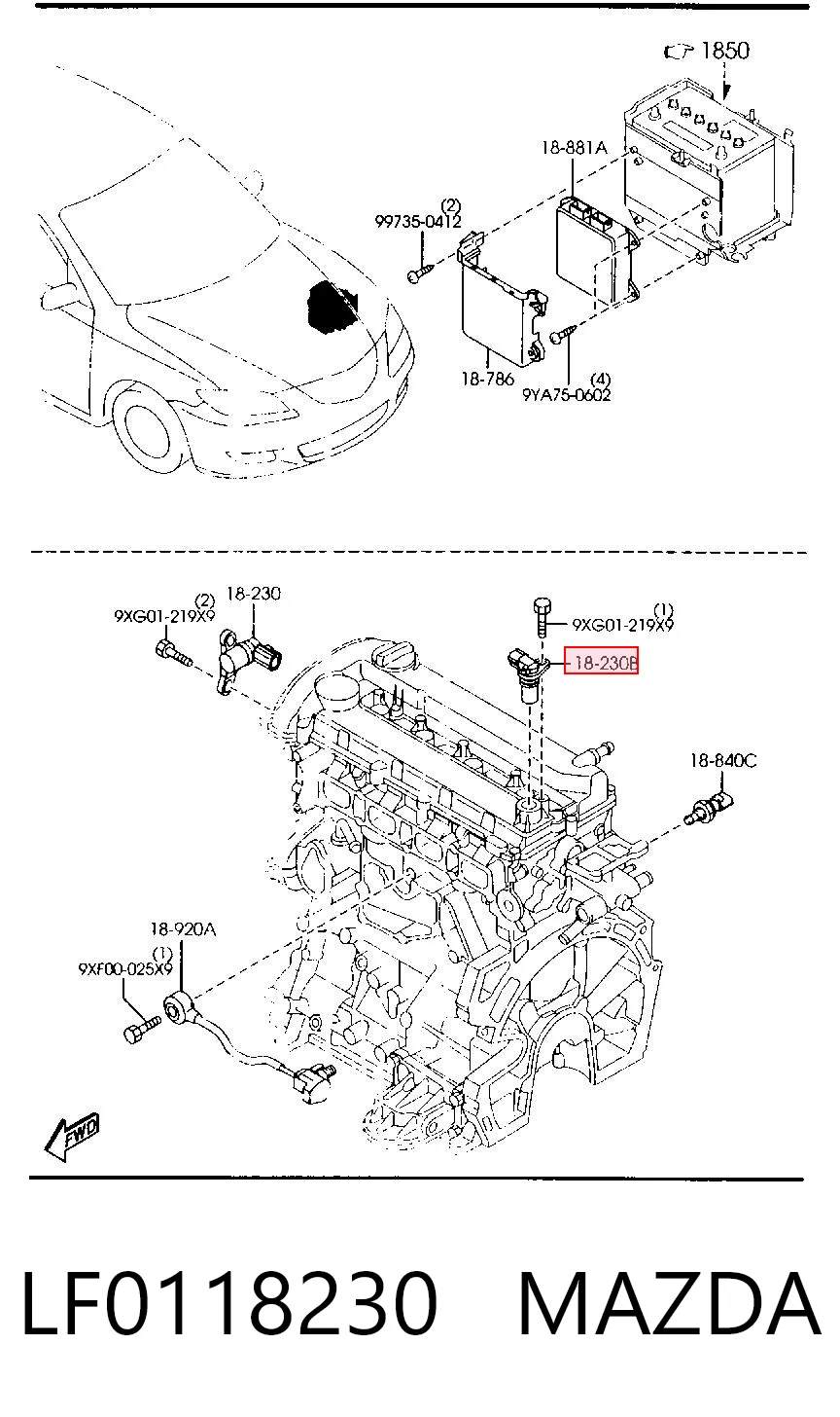 LF0118230 Mazda Sensor de posição da árvore distribuidora
