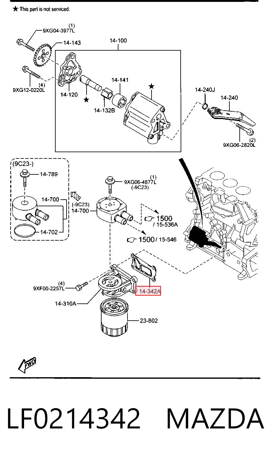 LF0114342 Ford Vedante de adaptador do filtro de óleo