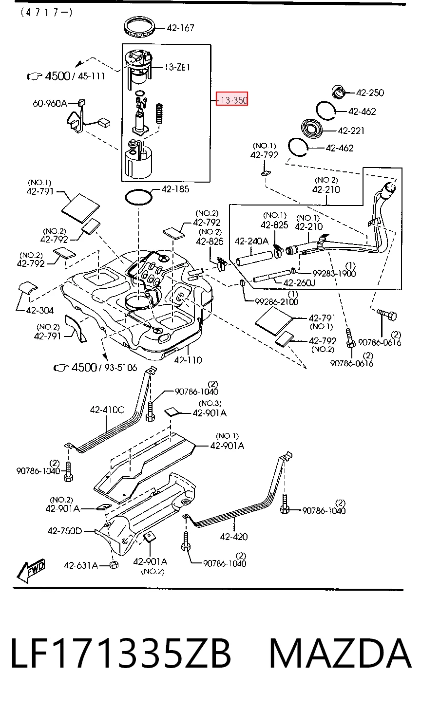 Módulo de bomba de combustível com sensor do nível de combustível Mazda 6  GY