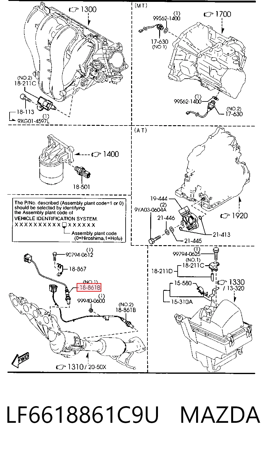 LF6618861C9U Mazda Sonda lambda, sensor de oxigênio até o catalisador
