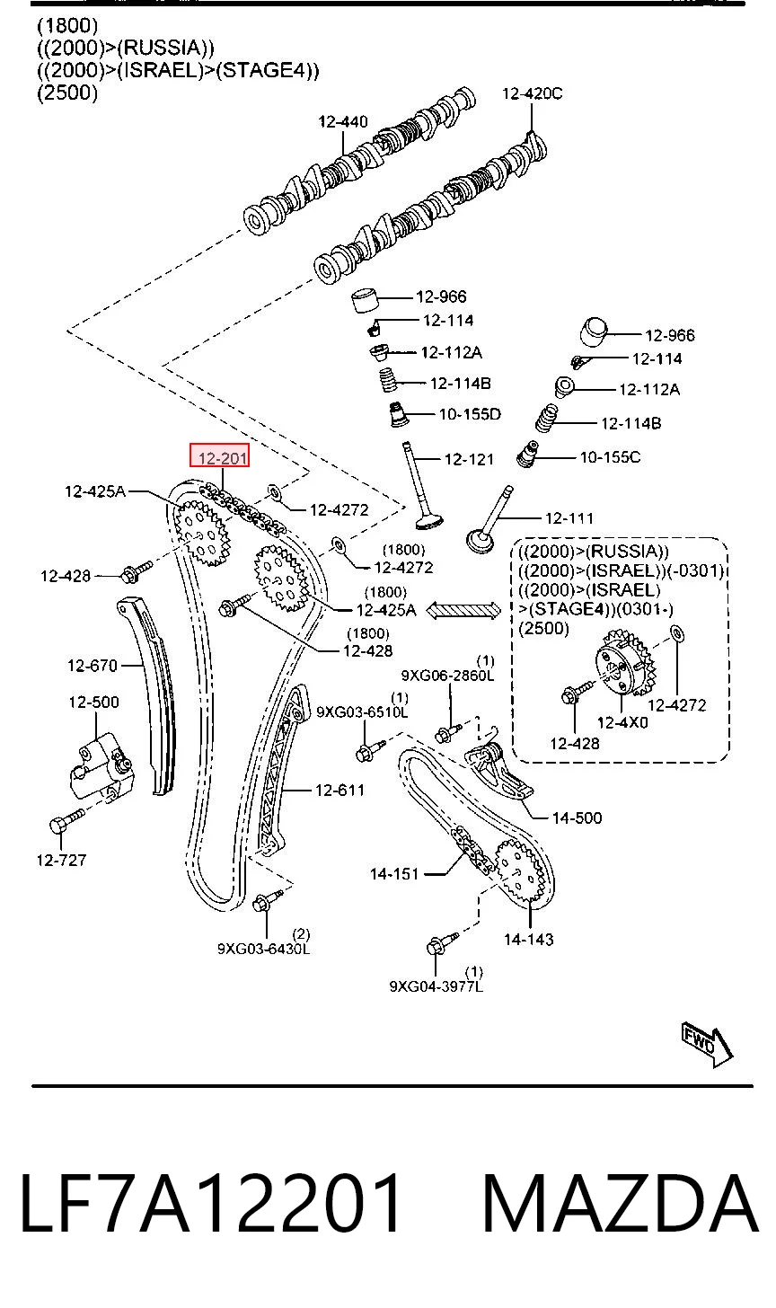  Cadeia do mecanismo de distribuição de gás Ford Mondeo IV sedan (CA2) (2007 - 2014) IV