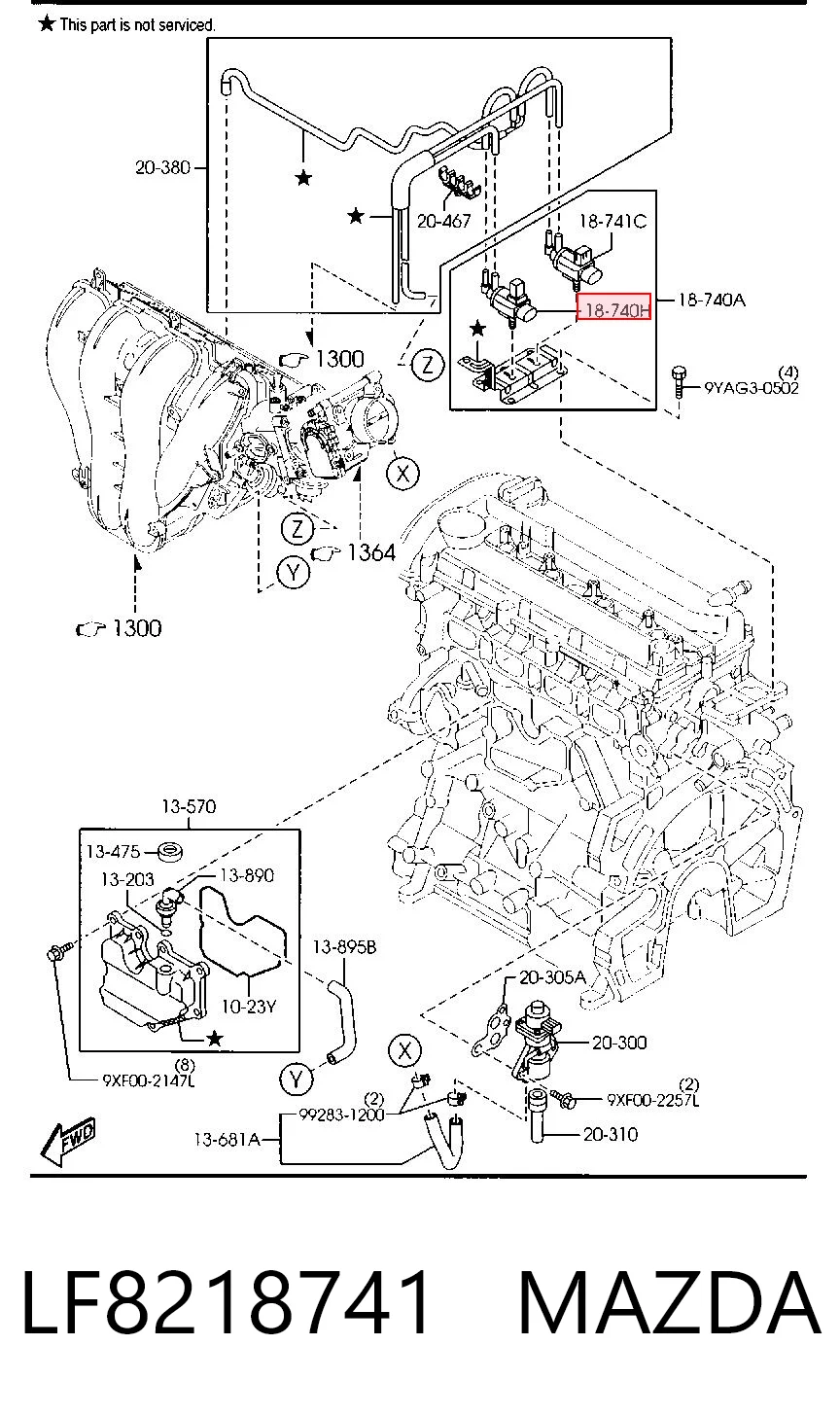 LF8218741 Mazda Válvula solenoide de regulação de comporta EGR