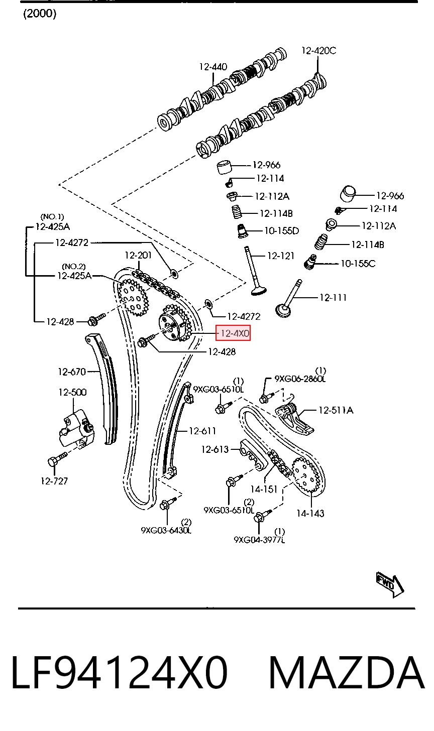 LF94124X0 Mazda Engrenagem de cadeia de roda dentada da árvore distribuidora de admissão de motor