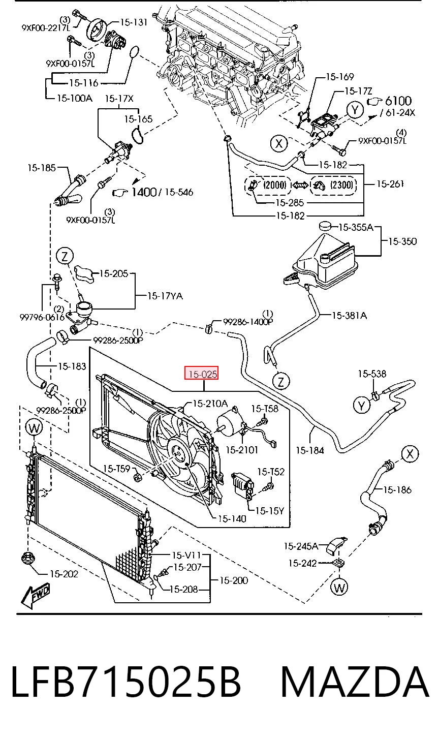 Ventilador elétrico de esfriamento montado (motor + roda de aletas) para Mazda 5 I CR