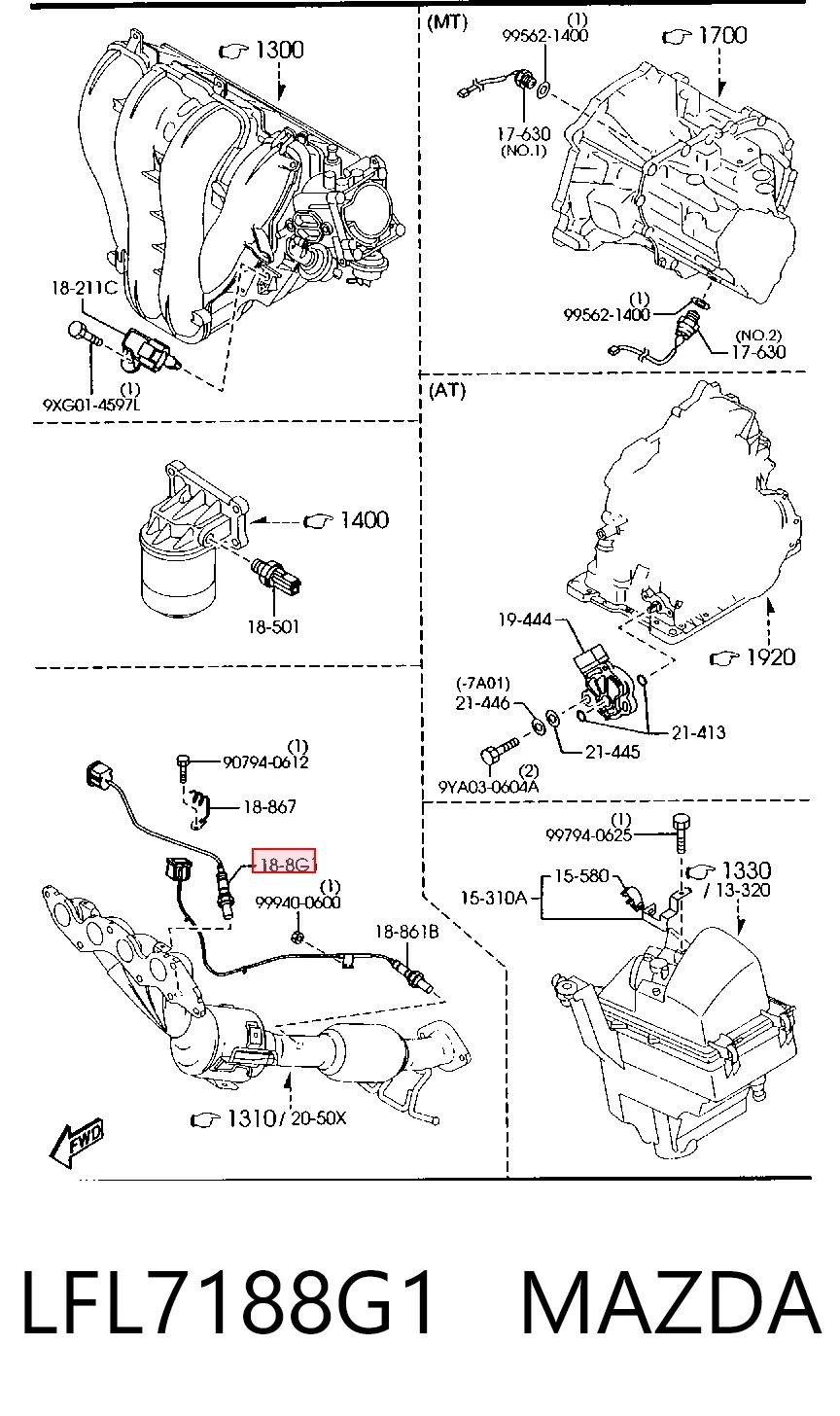LFL7188G1 Mazda Sonda lambda, sensor de oxigênio até o catalisador