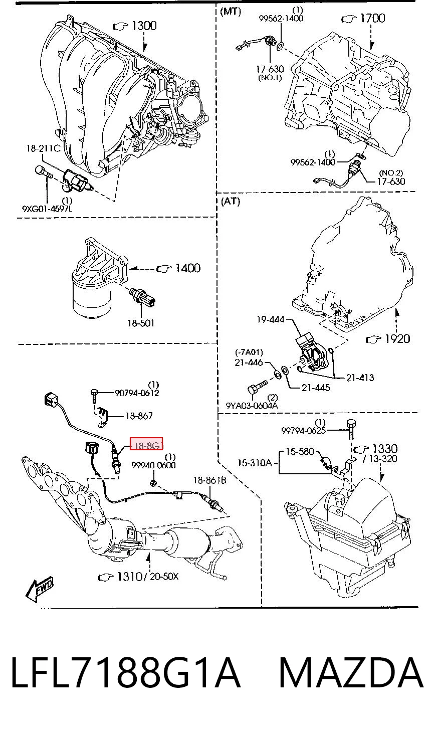 LFL7188G1A Mazda Sonda lambda, sensor de oxigênio até o catalisador