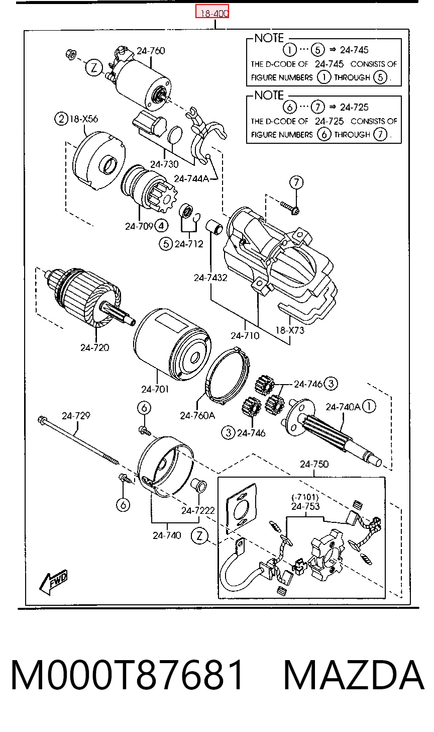 M000T87681 Mazda Motor de arranco