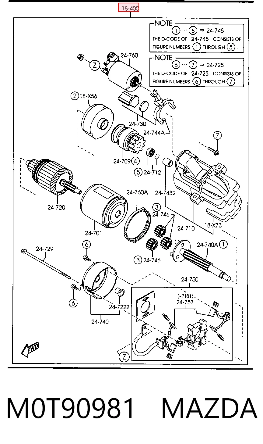 M0T90981 Mazda Motor de arranco