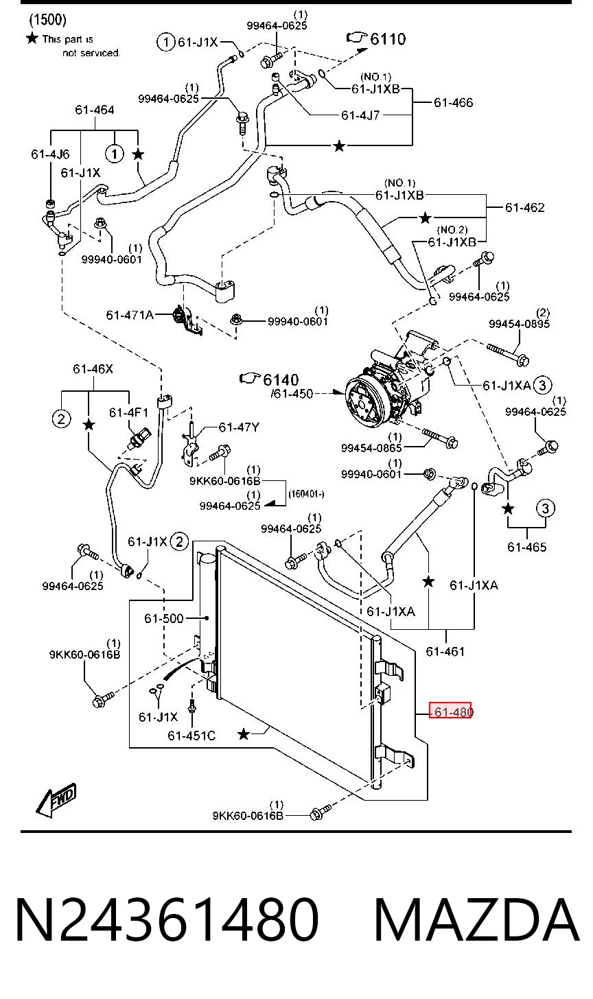 N24361480 Mazda Radiador de aparelho de ar condicionado