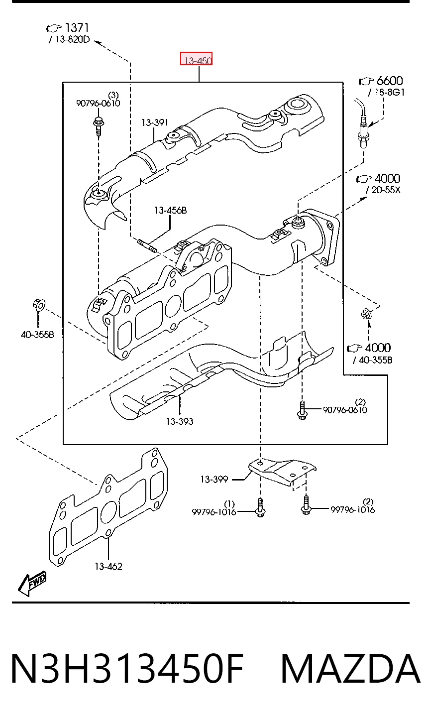 Tubo coletor de escape para Mazda RX-8 SE