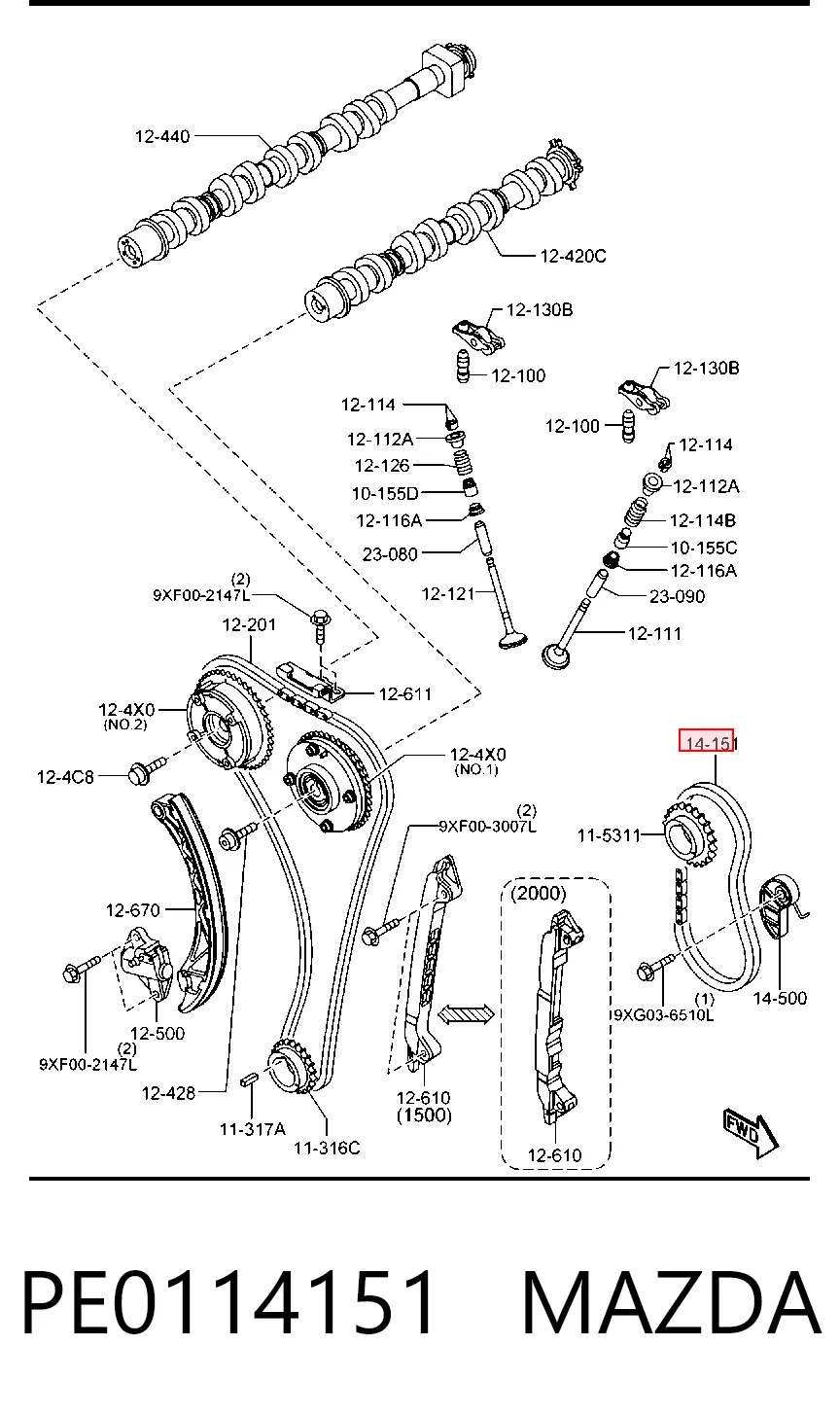 Cadeia de bomba de óleo para Mazda CX-5 I KE, GH