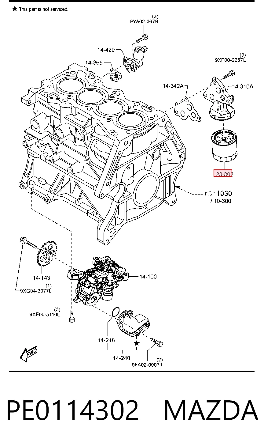 PE0114302 Mazda Filtro de óleo