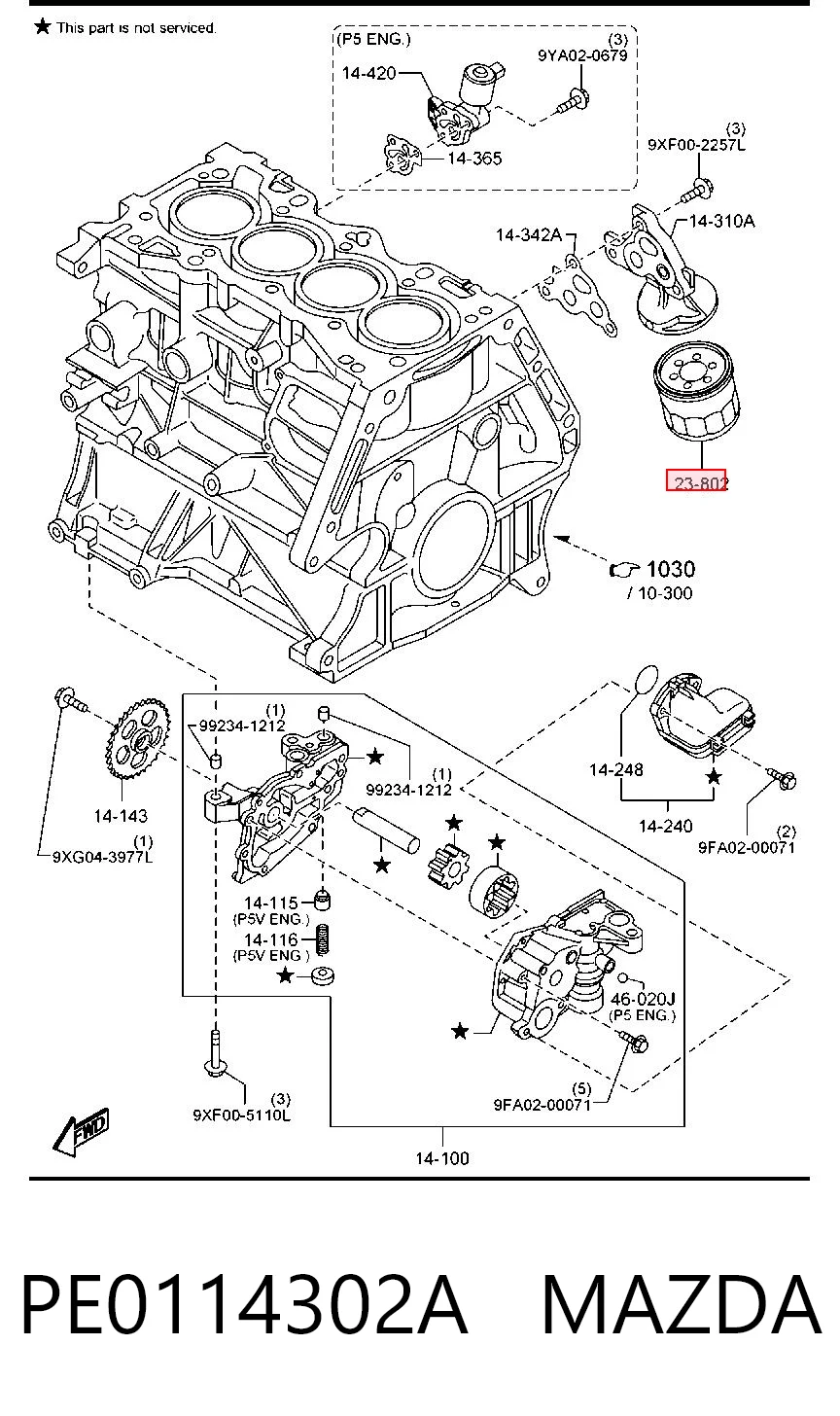 PE0114302A Mazda Filtro de óleo