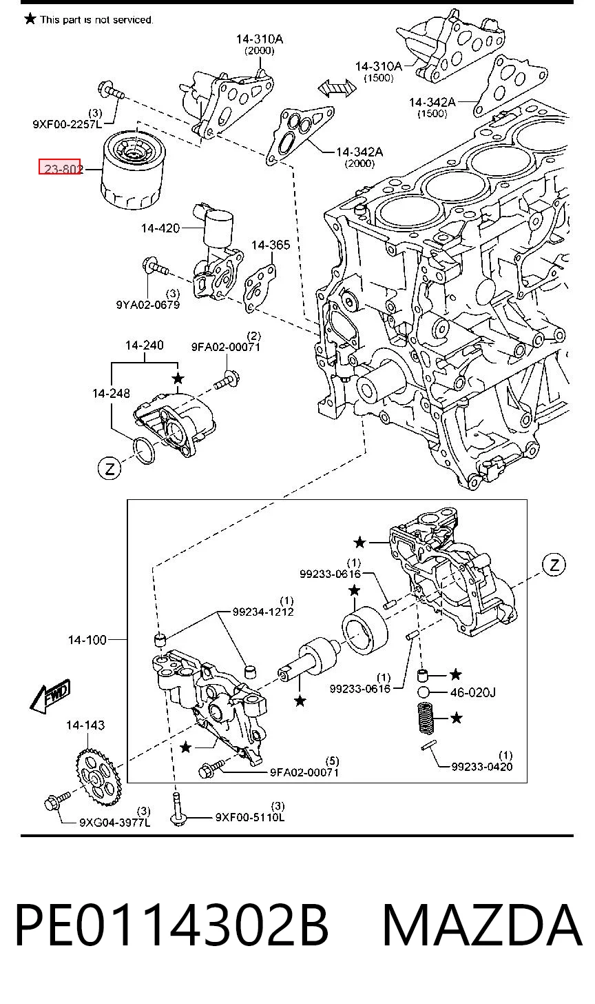 PE0114302B Mazda Filtro de óleo