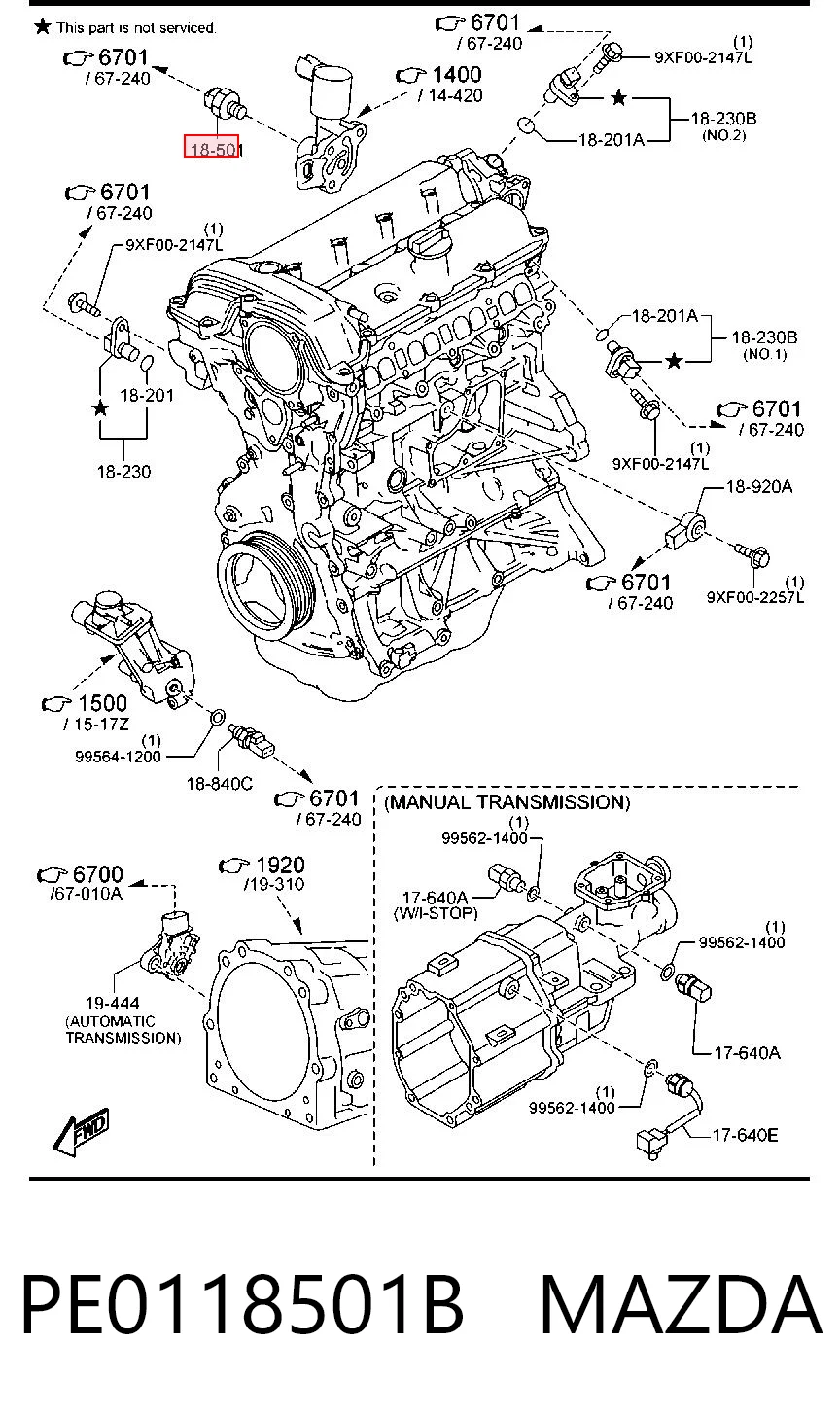 PE0118501B Mazda Sensor de pressão de óleo