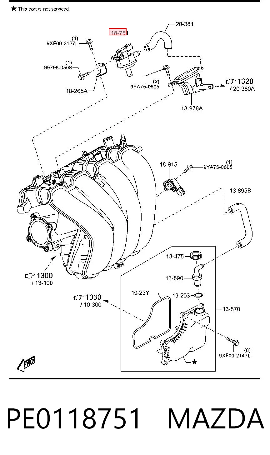 PE0118751 Mazda Válvula de ventilação dos gases do tanque de combustível