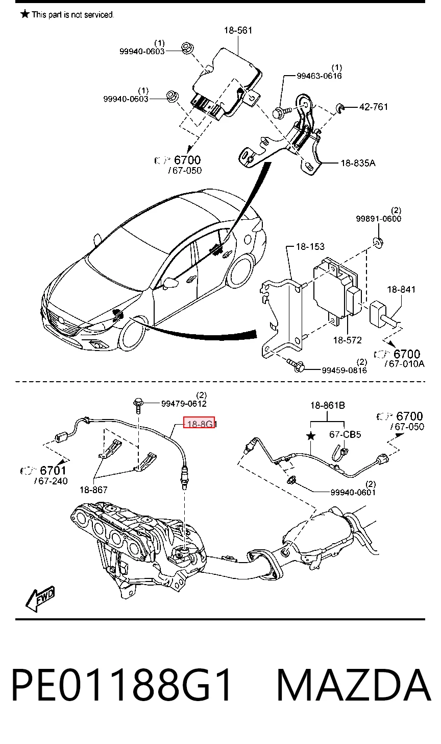 PE01188G1 Mazda Sonda lambda, sensor de mistura pobre