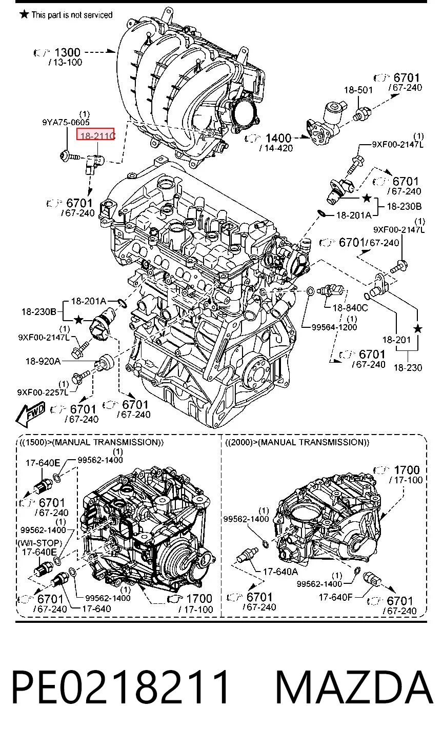 PE0218211 Mazda Sensor de pressão no coletor de admissão, MAP