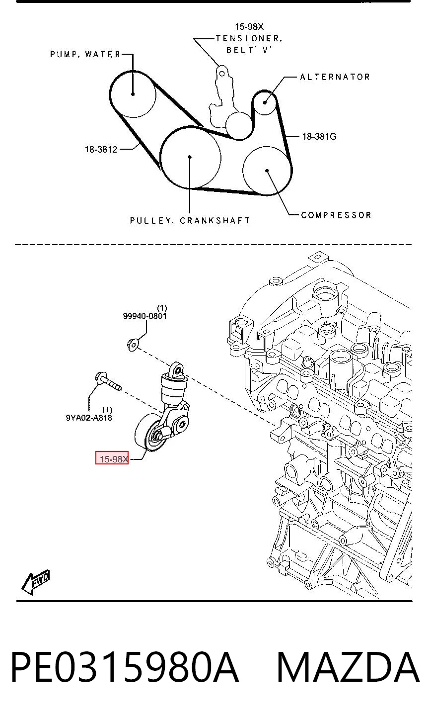 PE0315980A Mazda Reguladora de tensão da correia de transmissão
