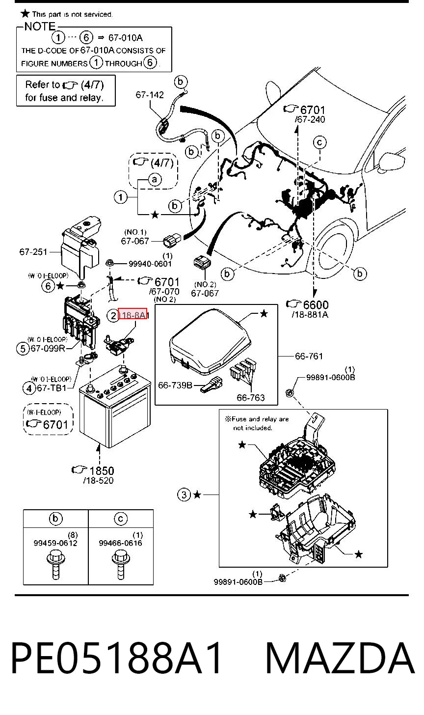 PE05188A1 Mazda Borne de bateria recarregável (PILHA)