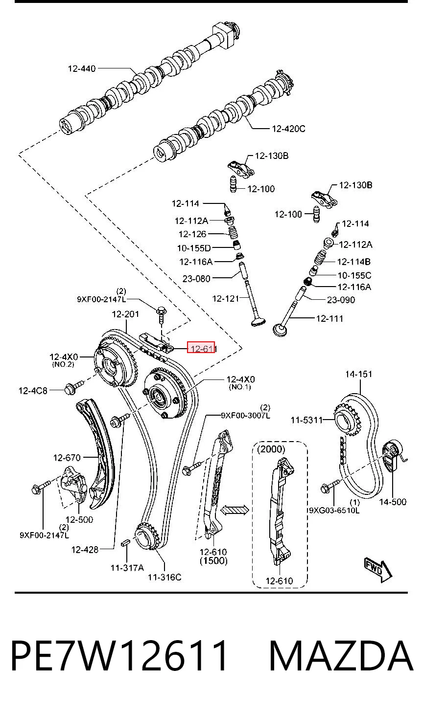 Amortecedor de cadeia do mecanismo de distribuição de gás, superior CBC Mazda 3  BM, BN ao melhor preço