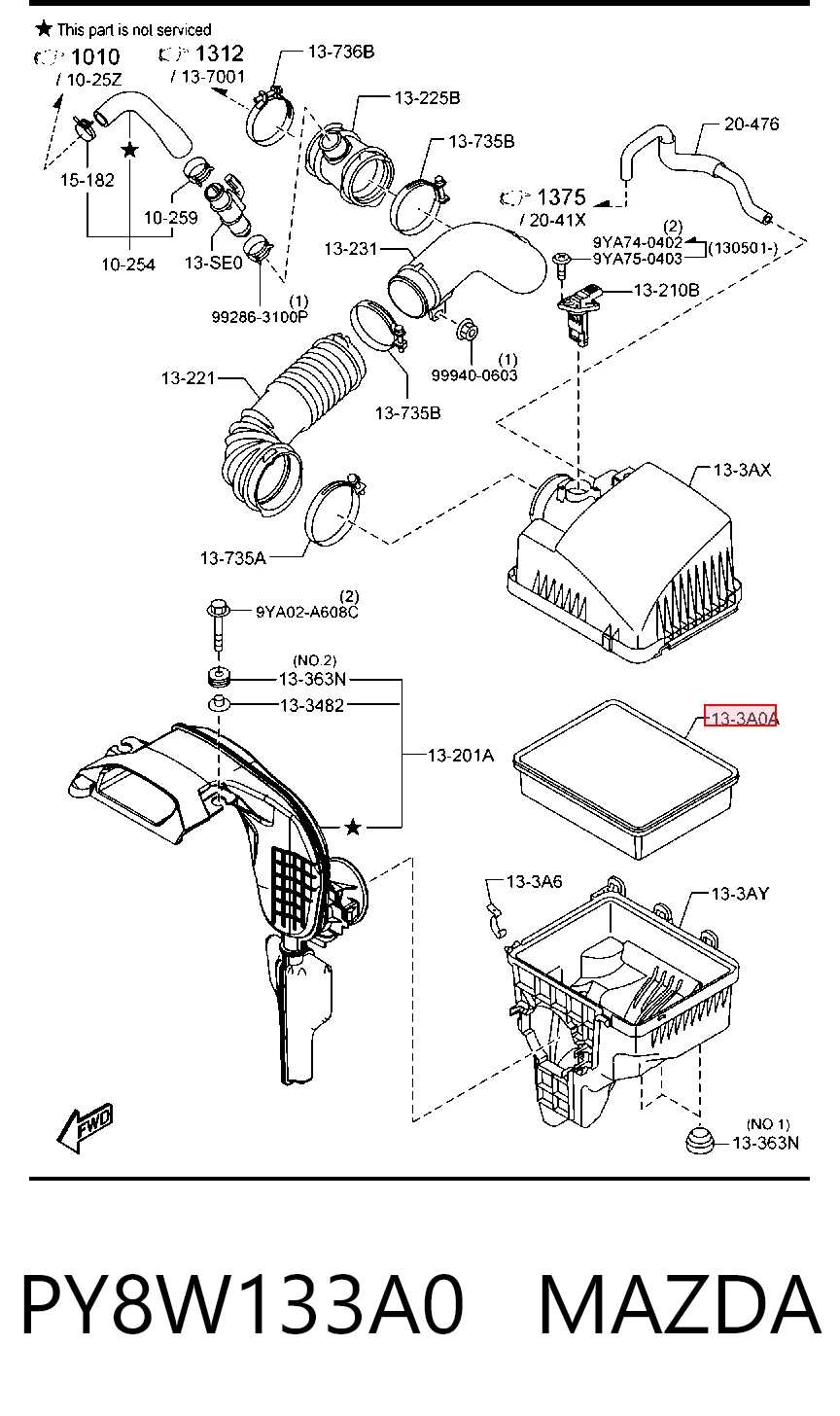 PY8W133A0 Mazda Filtro de ar