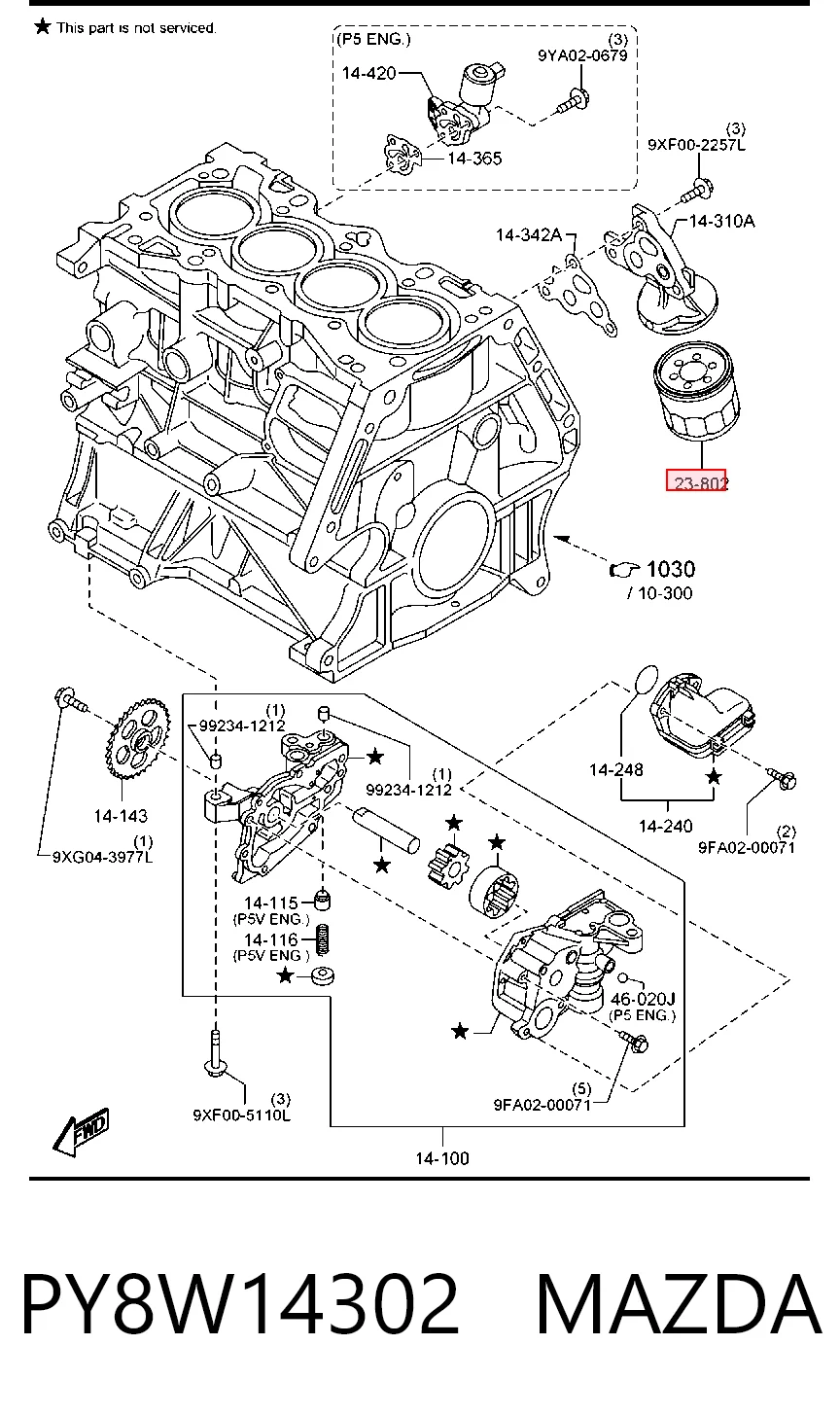 PY8W14302 Mazda Filtro de óleo