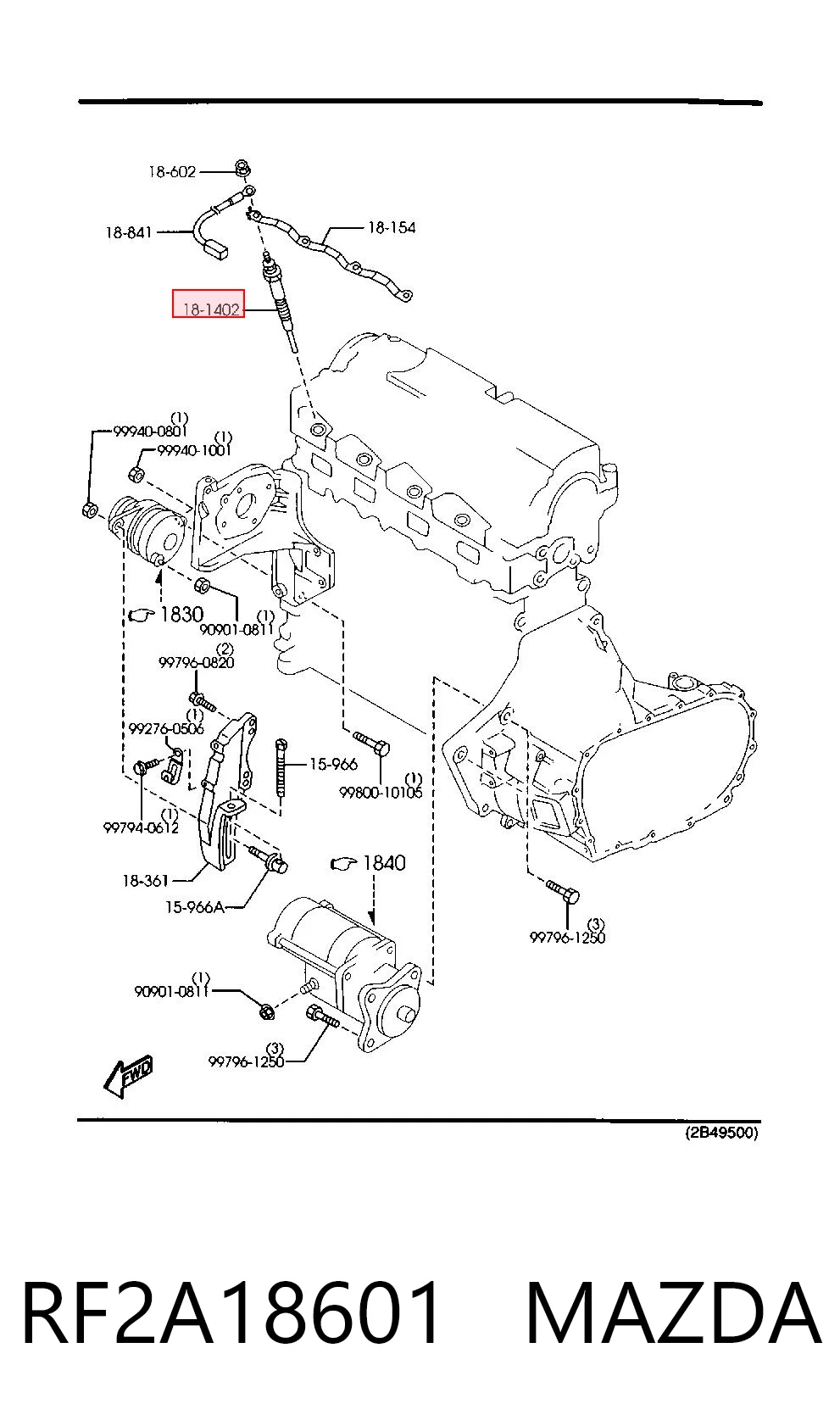 RF2A18601 Mazda Vela de incandescência