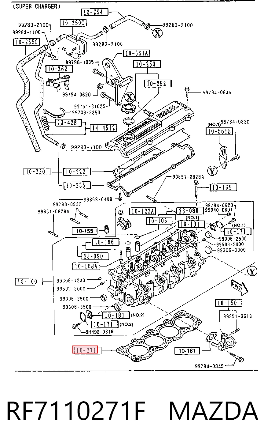 Vedante de cabeça de motor (CBC) Mazda 626 IV GE