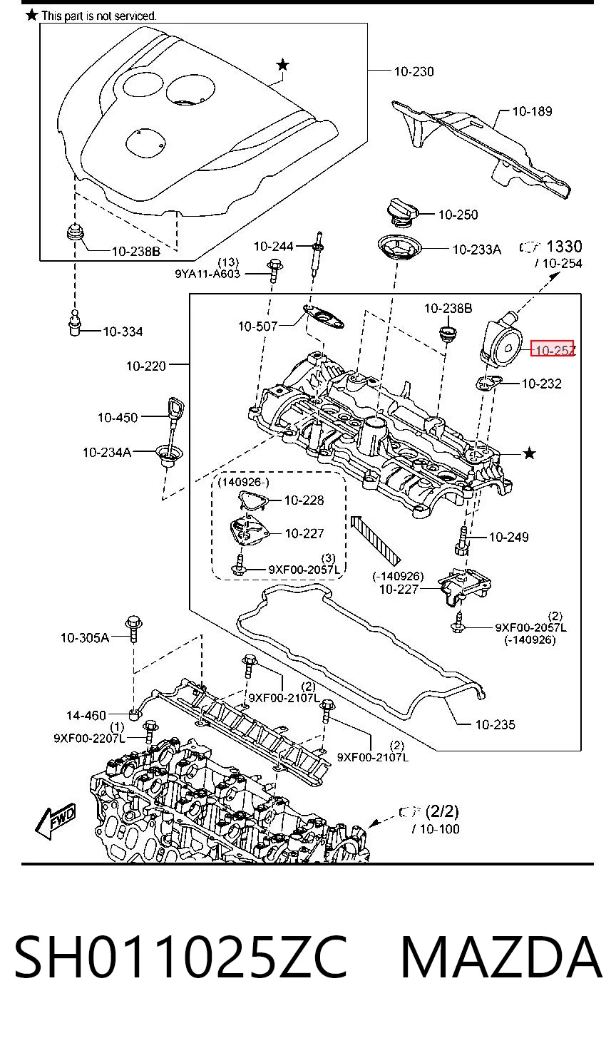 Válvula PCV de ventilação dos gases de cárter para Mazda 3  BM, BN