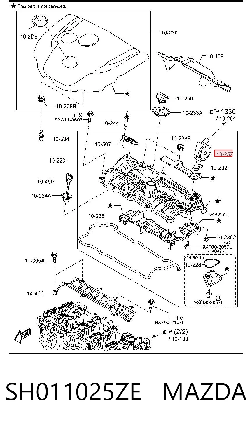 Válvula PCV de ventilação dos gases de cárter para Mazda 3 BM, BN