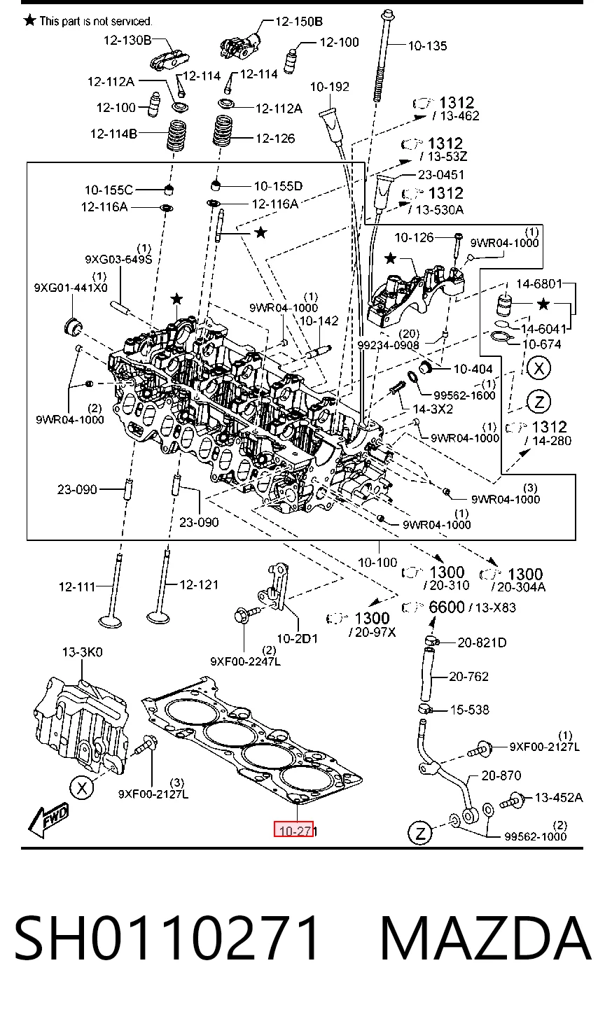 N1253063 Nipparts Vedante de cabeça de motor (CBC)