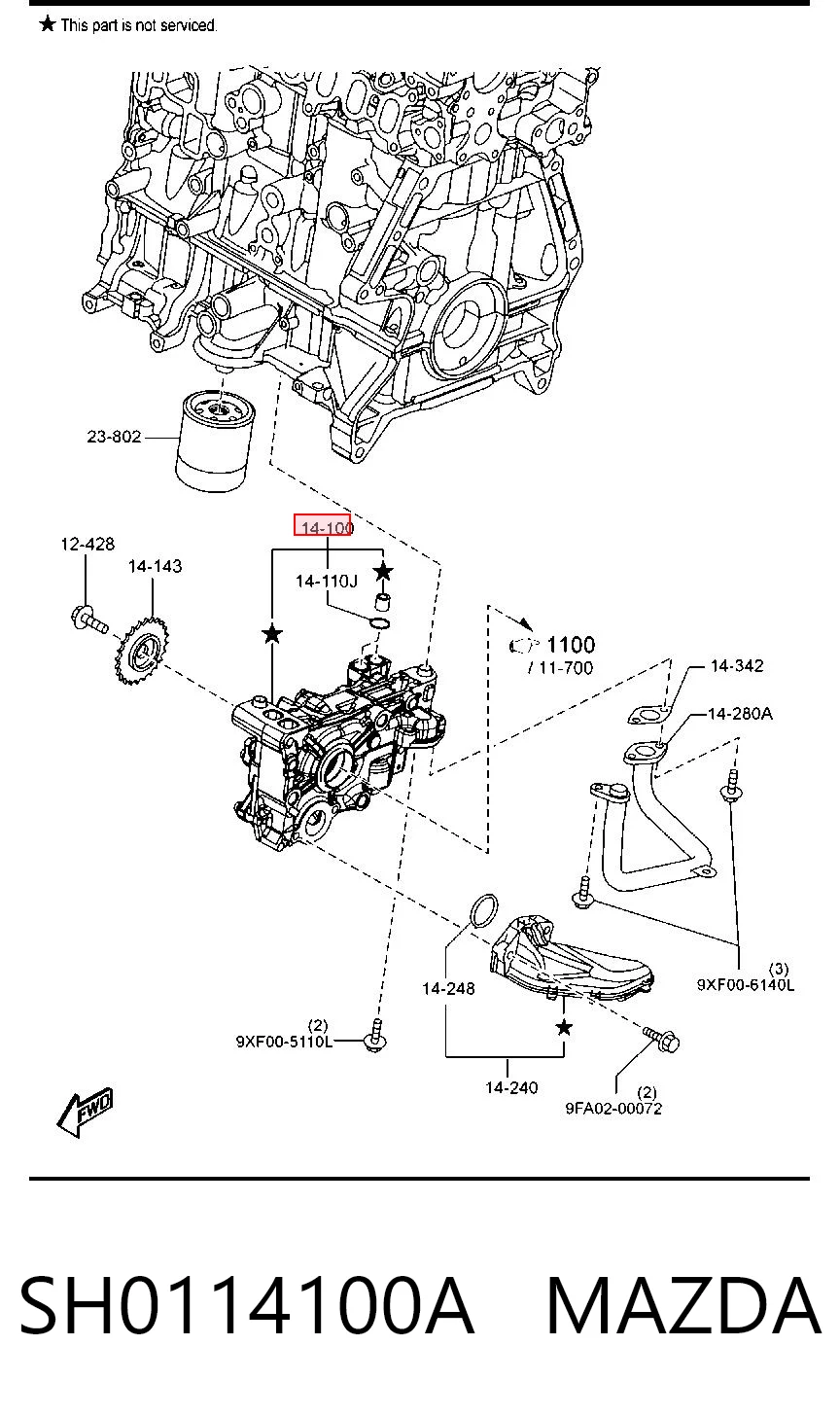 SH0114100A Mazda Bomba de óleo