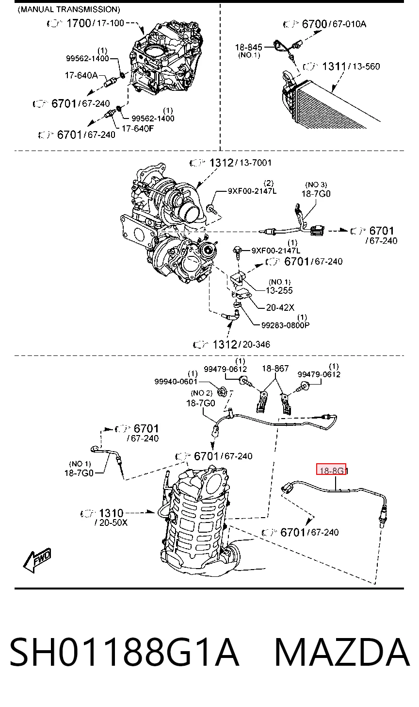 Sonda lambda, sensor de oxigênio para Mazda 6  GJ, GL