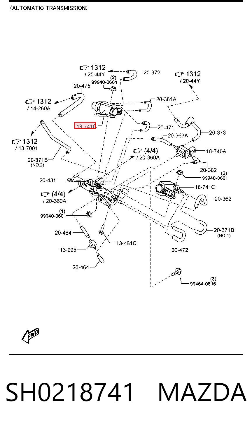 SH0218741 Mazda Válvula de recirculação de ar supercompressão de turbina