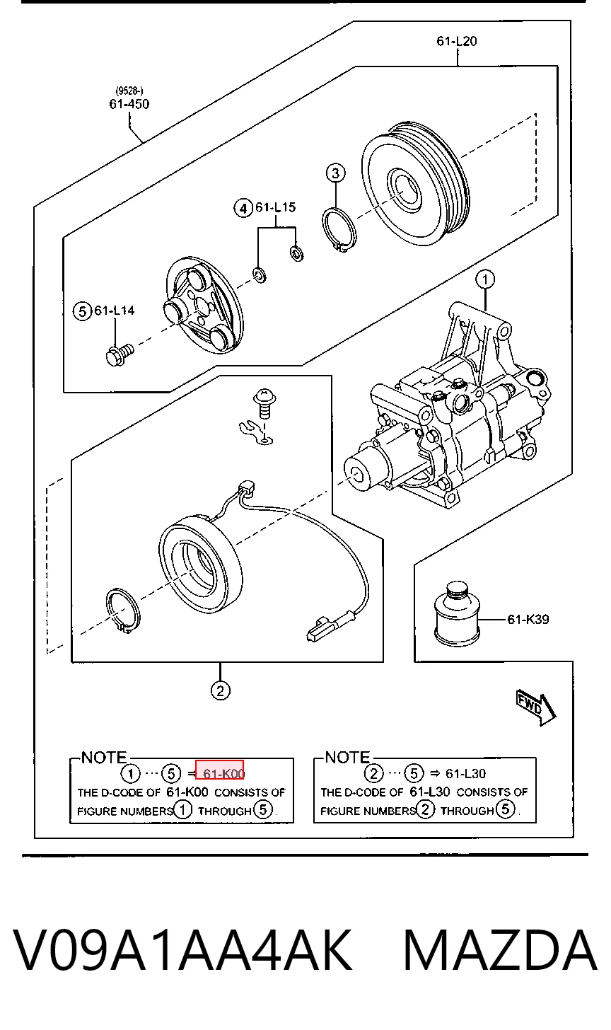 V09A1AA4AK Mazda Compressor de aparelho de ar condicionado