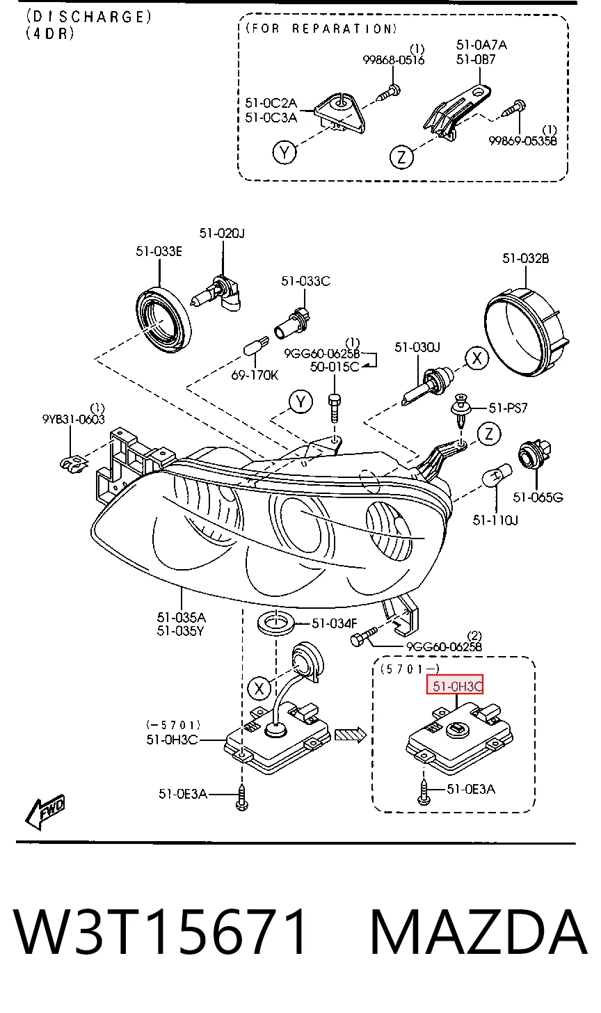 W3T15671 Mazda Unidade de encendido (xénon)
