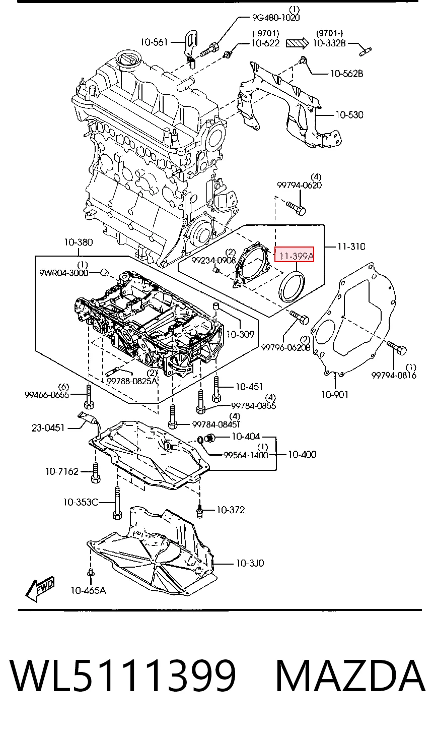 Vedação traseira de cambota de motor T1267 Musashi