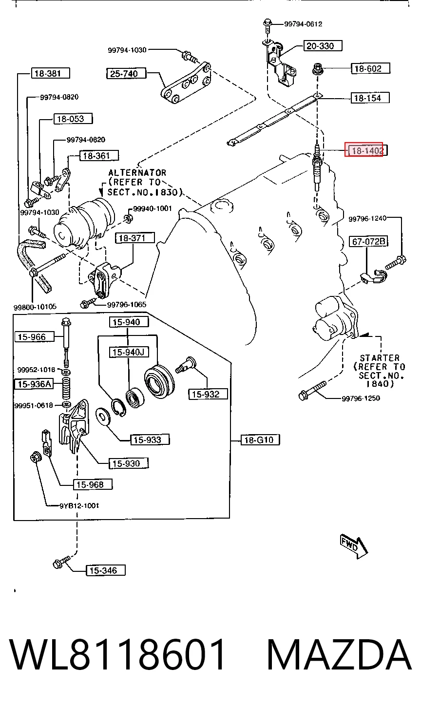 WL8118601 Mazda Vela de incandescência