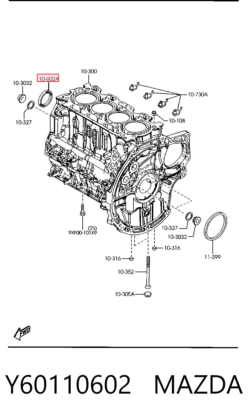  Vedação dianteira de cambota de motor Mazda 3 sedan (BK12) (2004 - 2006) 